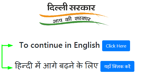Delhi Curfew ePass language selection