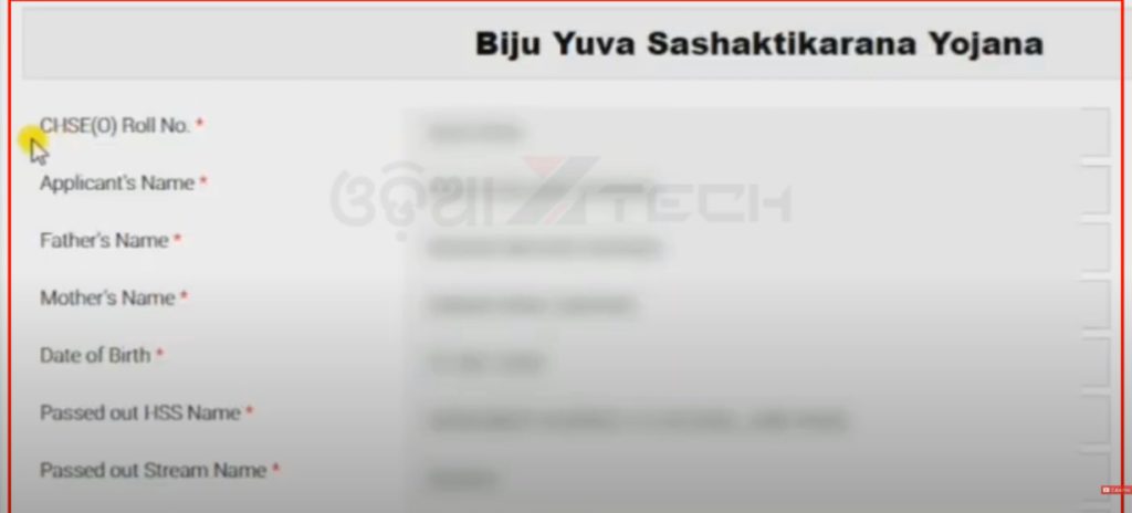 Biju-Yuva-sashaktikaran-application-form-personal-details