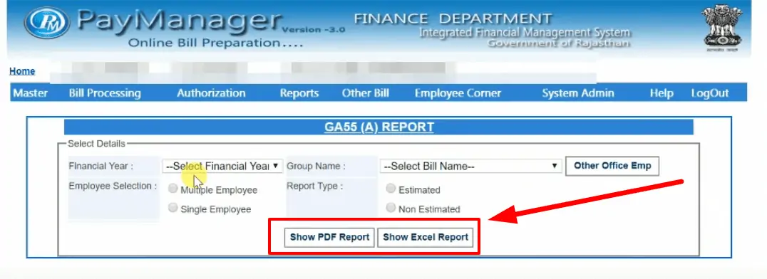 Paymanager portal GA-55 report download online