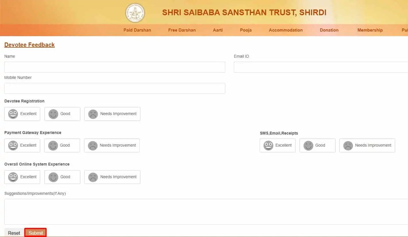 feedback keise de shree saibaba sansthaan trust