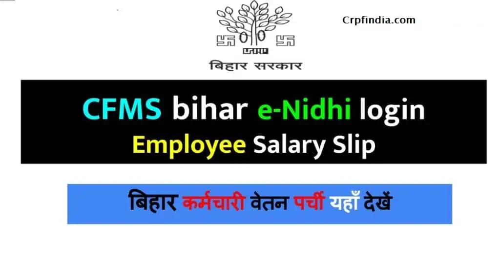 CFMS Bihar 2022: Salary Slip,Bill Report Check at e-nidhi.bihar.gov.in