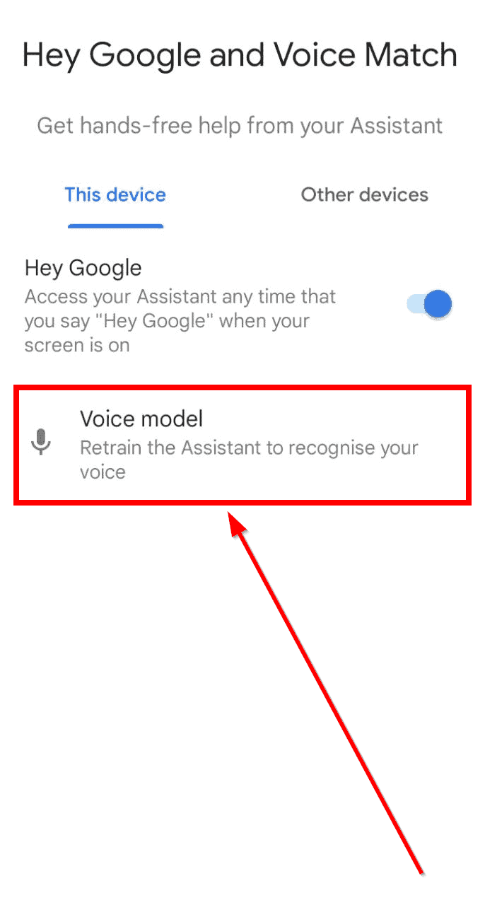 Google Hey google and voice match