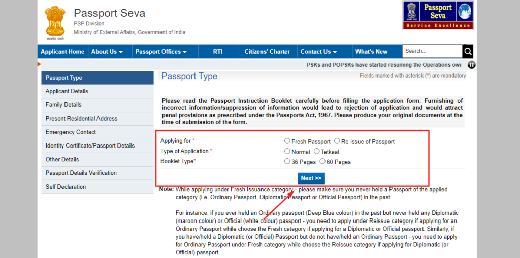 indian passport apply online