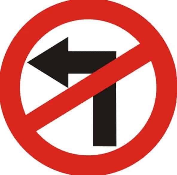 no-left-turn sign