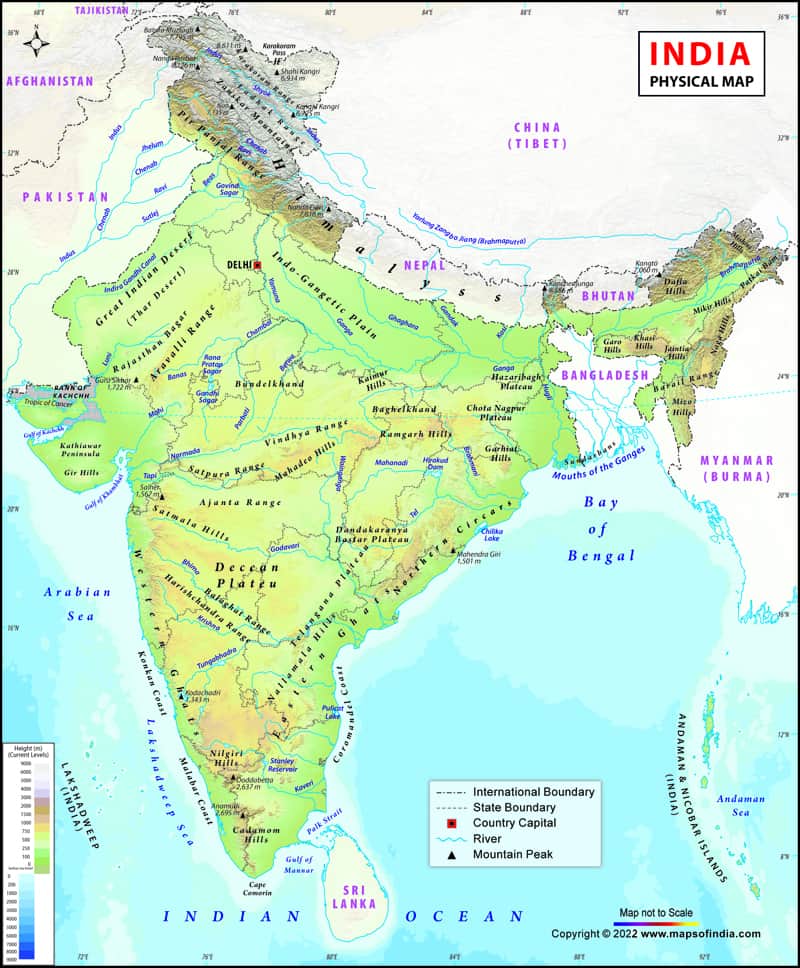 भारत का भौगालिक मानचित्र ( physical map of India )