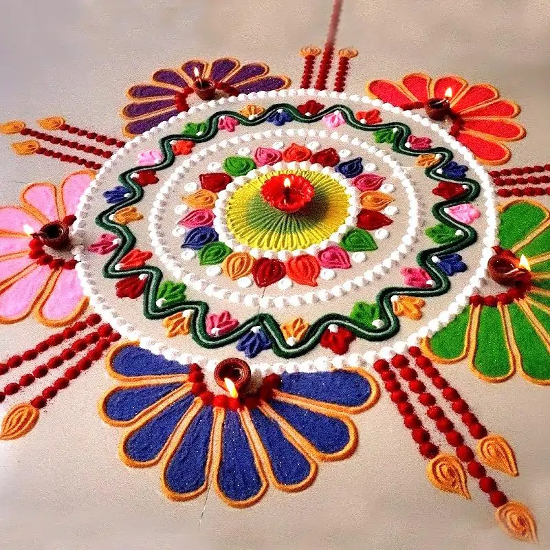 Diwali rangoli design by natural color