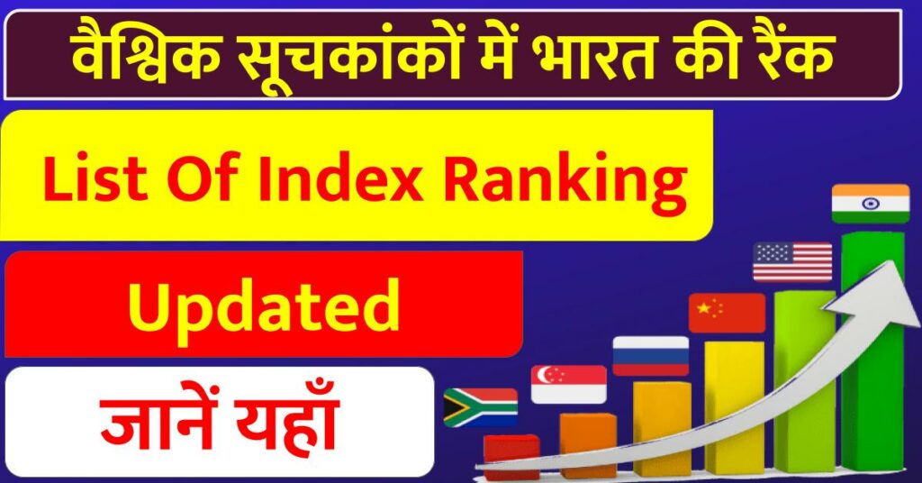 India's Rank, List Of Index Ranking